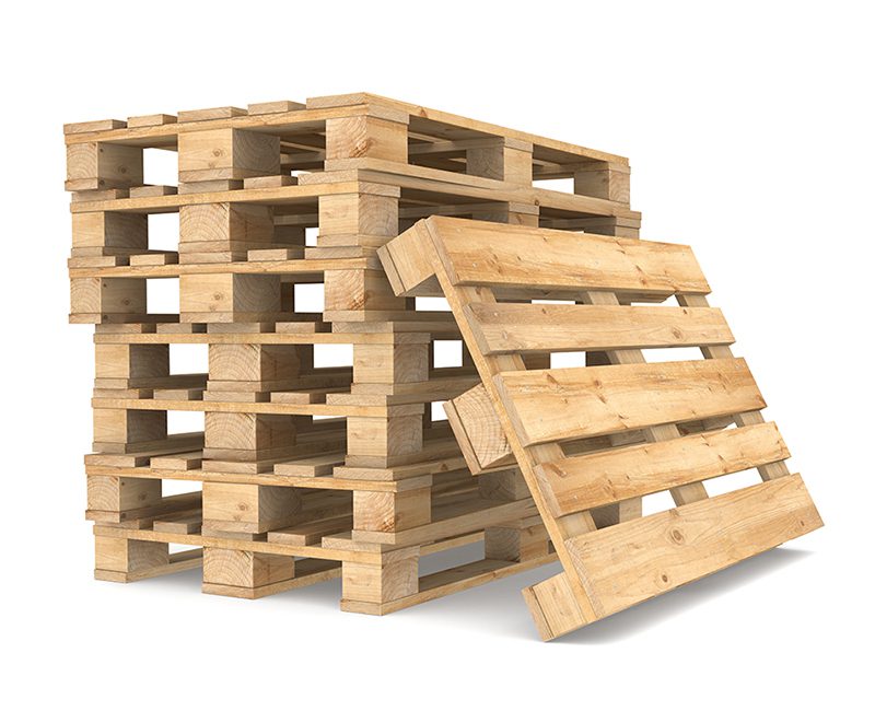 Pile of Pallets. White Backgound. CEN/EURO Standard. Part of Warehouse series.